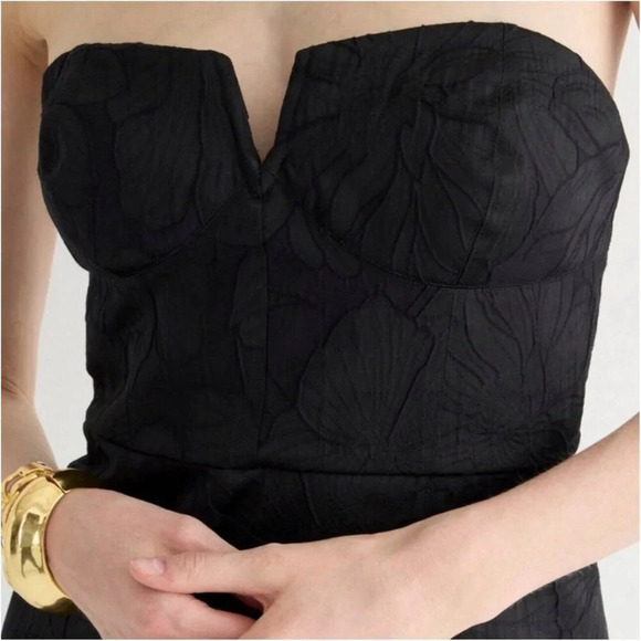 J. Crew Collection Black Jacquard Cocktail Dress Strapless Size 4 New - Picture 4 of 16